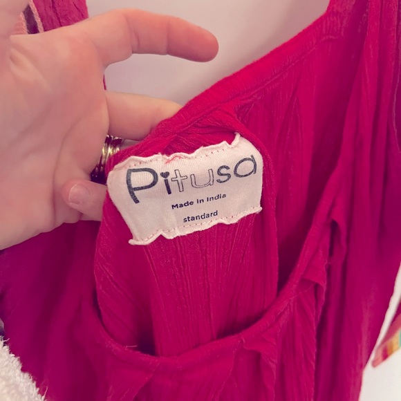 Pink Pitusa cover up or dress. Can be worn either or. Tie straps on shoulders - Picture 2 of 2